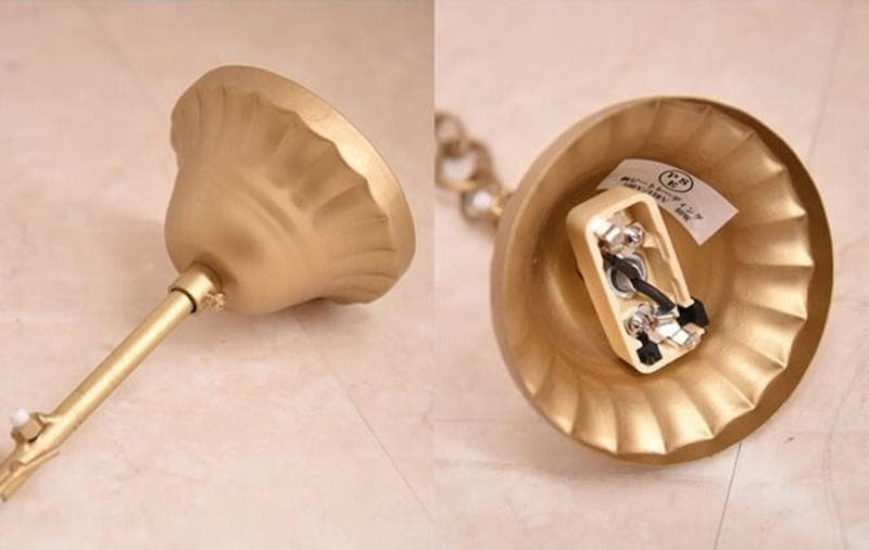 【LED付・簡単取付】12灯ゴールドカラーシャンデリア