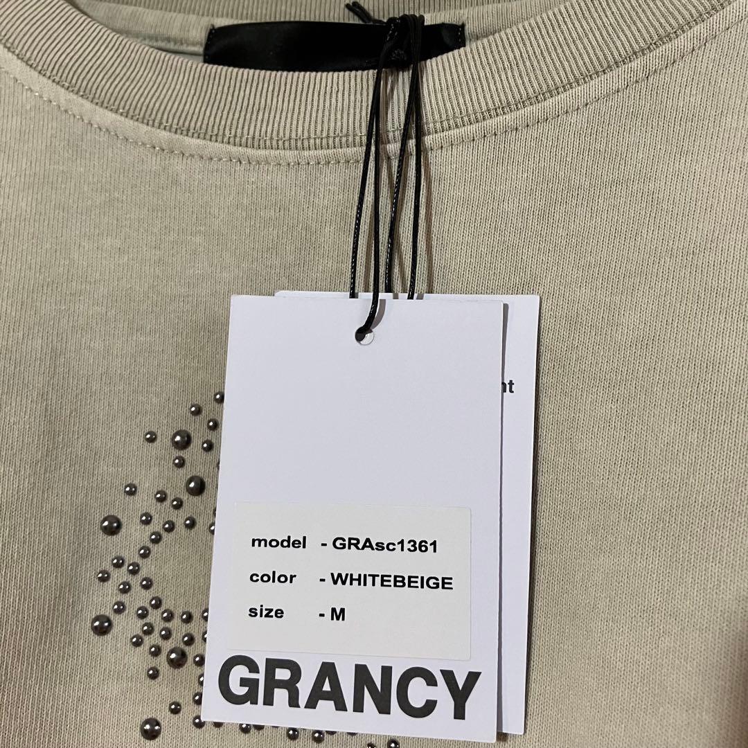 スカルラインストーンデザインTシャツ White Beige GRANCY M