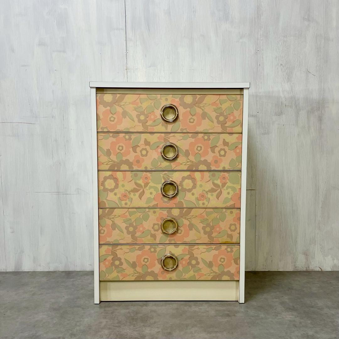 昭和レトロ 70's ピンク チェスト タンス 5段 引き出し収納 ヴィンテージ