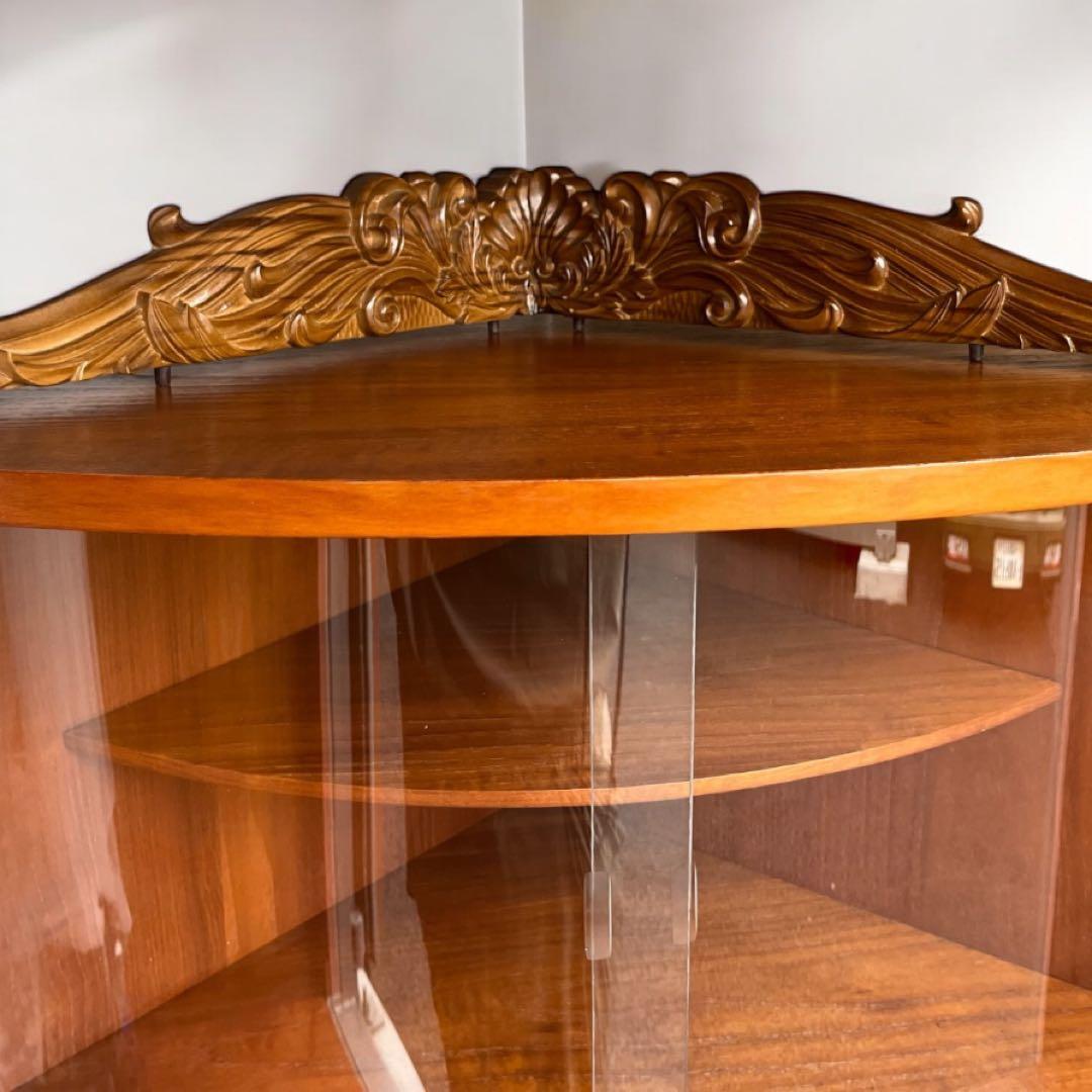 昭和レトロ ミッドセンチュリー 木製コーナーラック 飾り棚 サイドボード