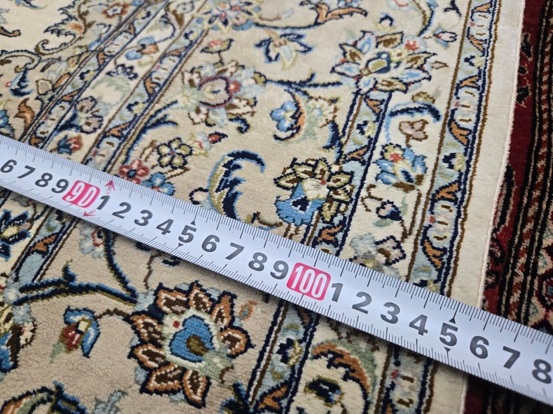 ペルシャ絨毯本物保証100%手織素材天然シルクfallah工房花柄157×106