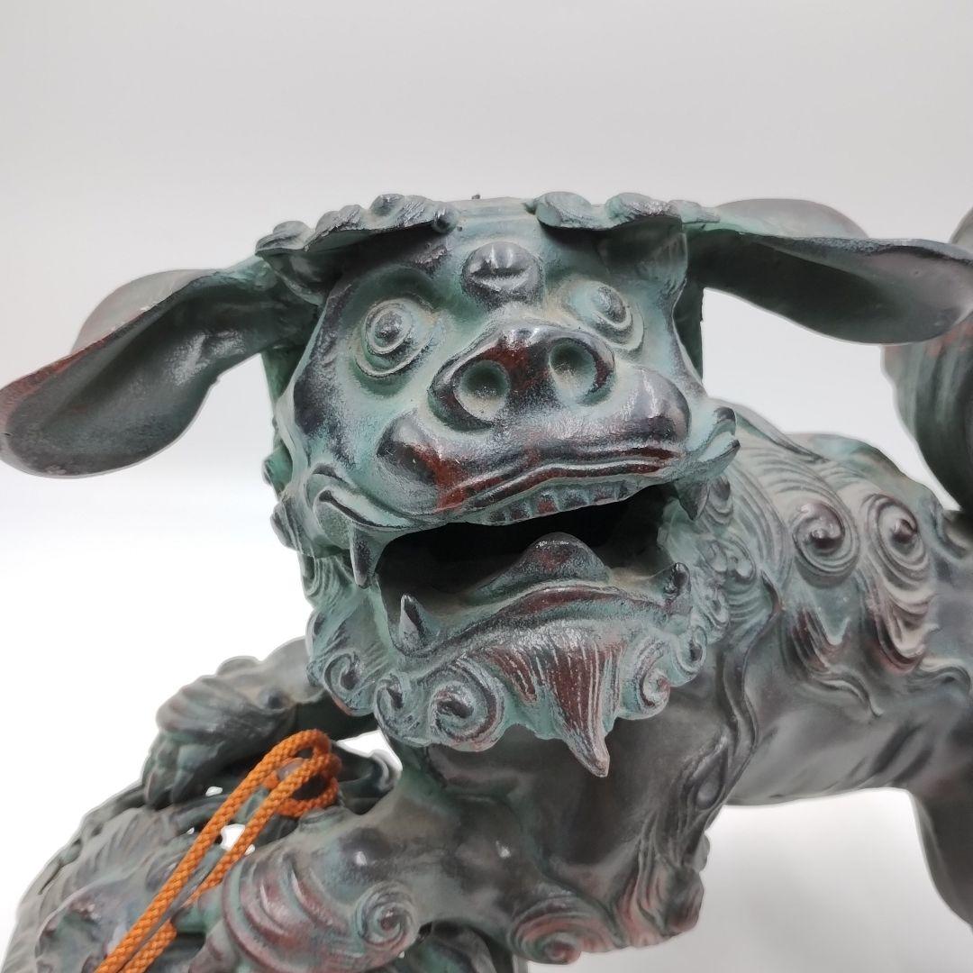 w 鉄製 玉獅子 オブジェ 置物 縁起物 魔除け 開運 玉乗り獅子