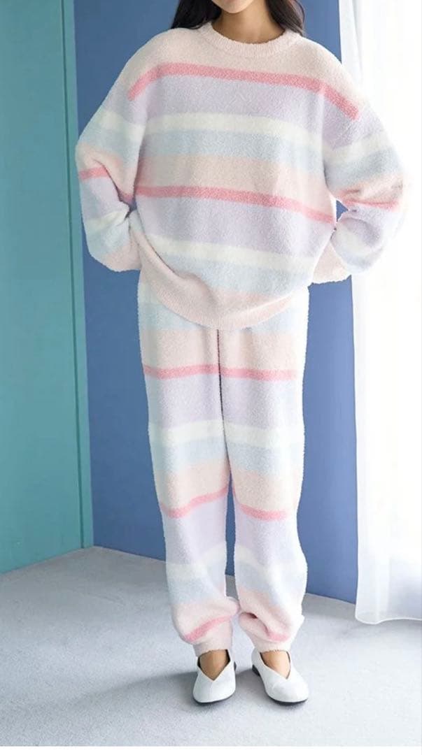 ベビモコカラフルボーダープルオーバー&ベビモコカラフルロングパンツ