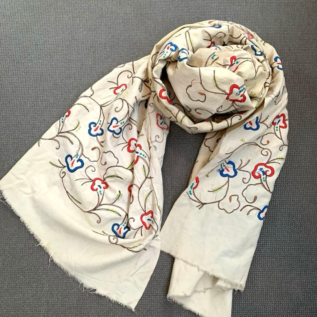 vintage 刺繍　ショール ストール