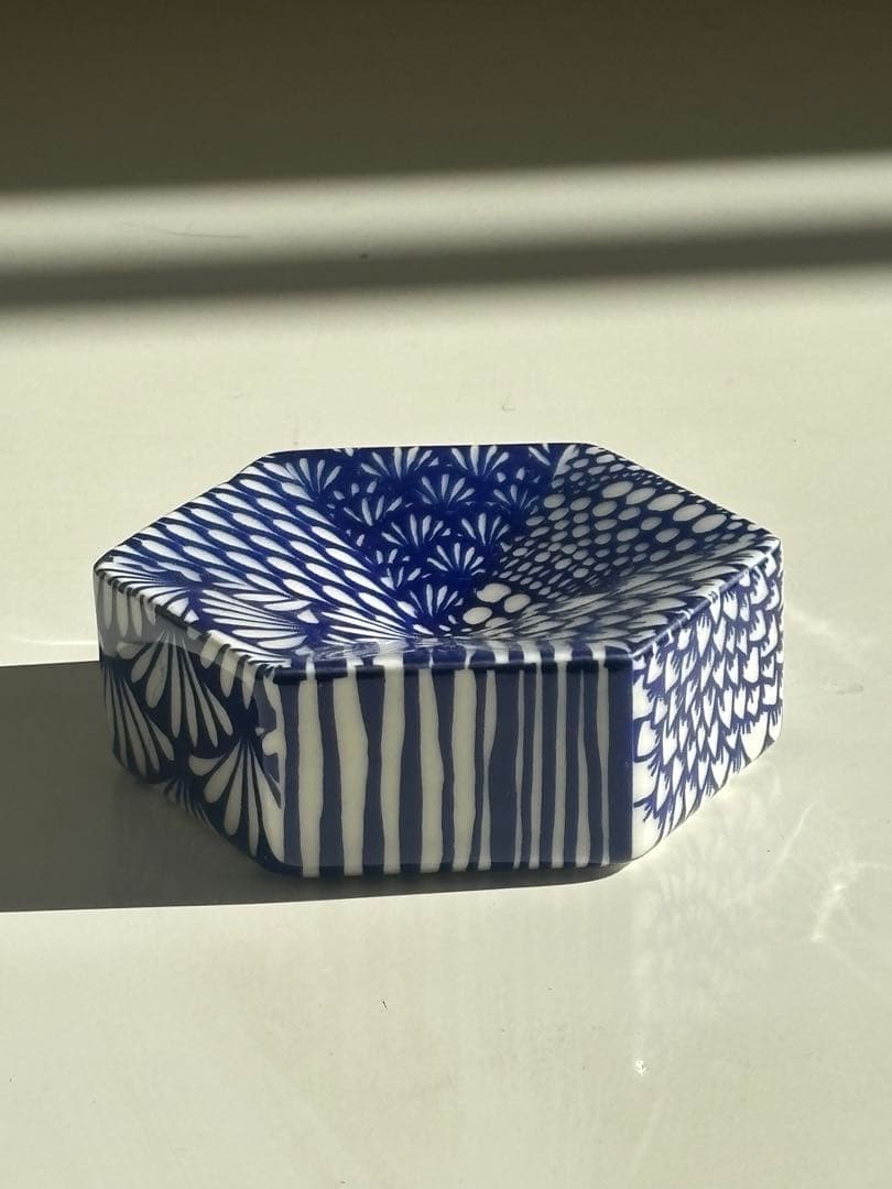 ヘイニリータフフタ　ヘキサゴン　ディッシュ　ブルー　アラビア　レア　小物置き