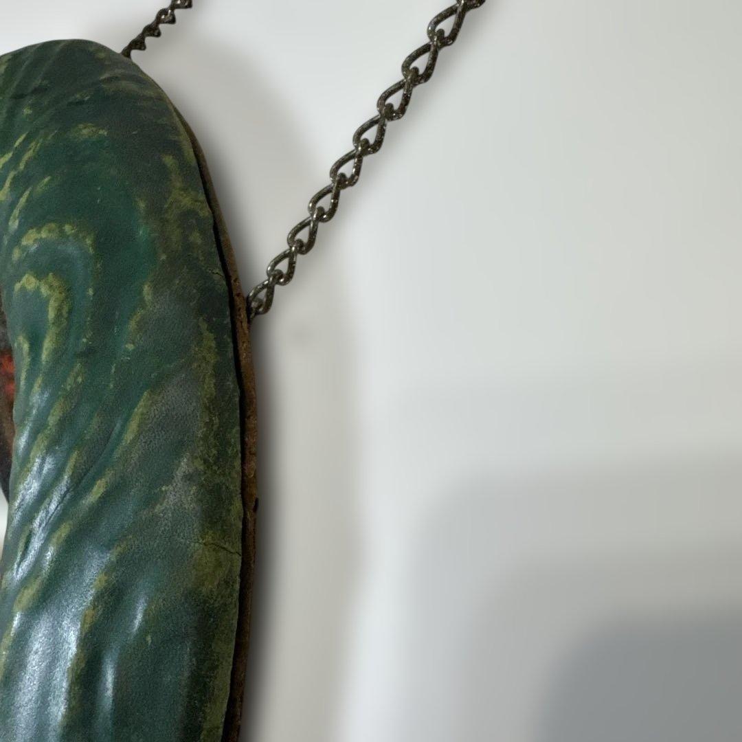 アンティーク　ヴィンテージ　ミラー　円形　グリーン　デザインミラー　吊り下げ　鏡