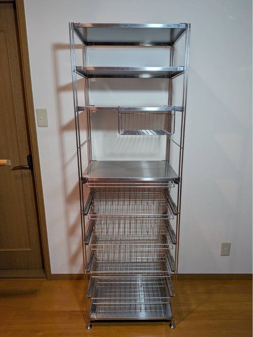 ■送料込■無印 ステンレスユニットシェルフ ステンレス棚 ワイヤーバスケット収納