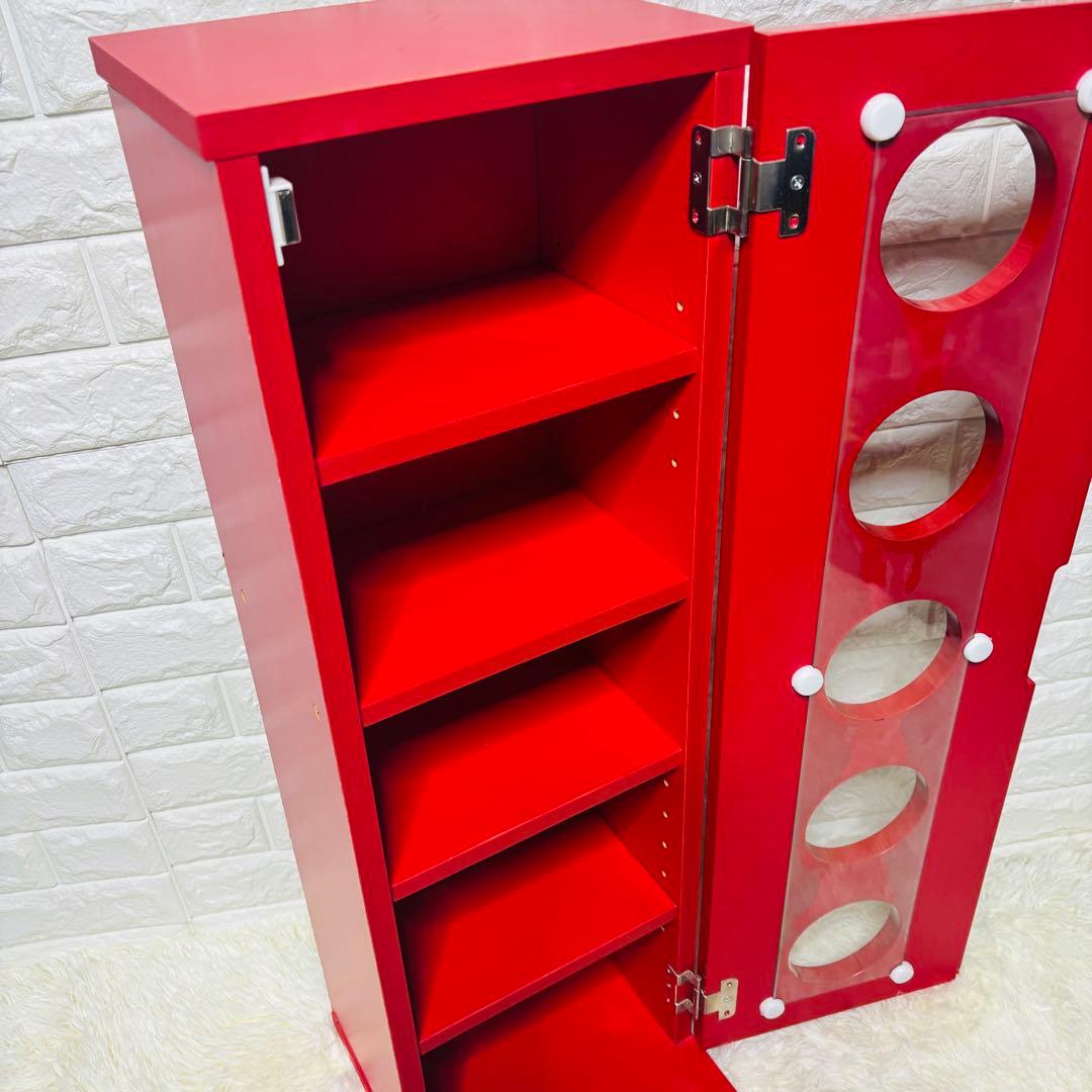 ポストモダン　レッドカラー　サークル　ガラス　タワー　サイド　ラック