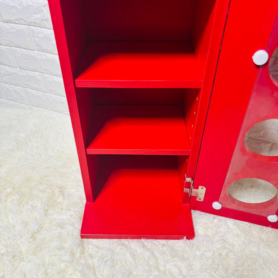 ポストモダン　レッドカラー　サークル　ガラス　タワー　サイド　ラック