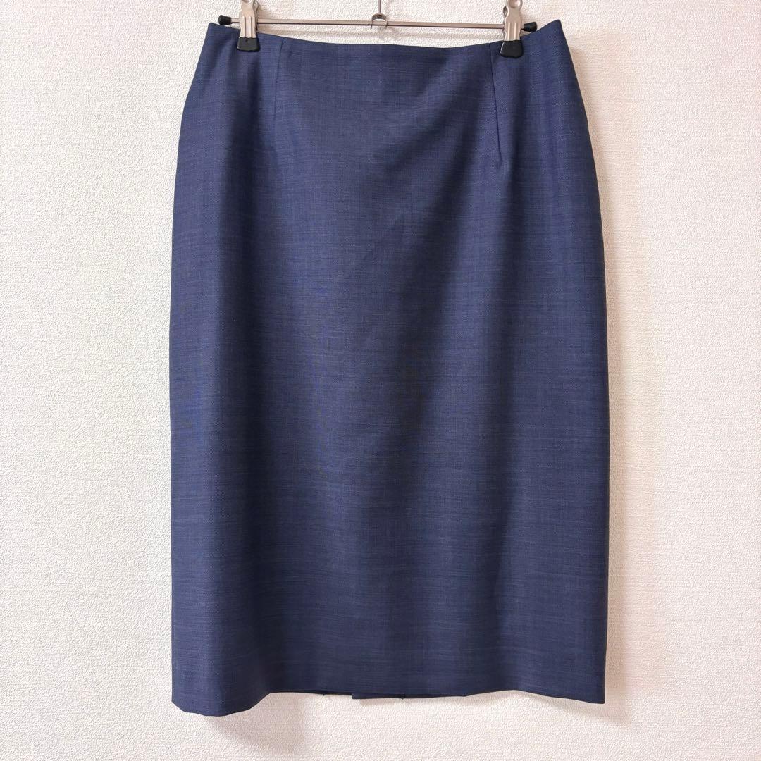 洋服の青山 HILTON スーツ3点セット 丈長め ワイドパンツ ネイビー 青