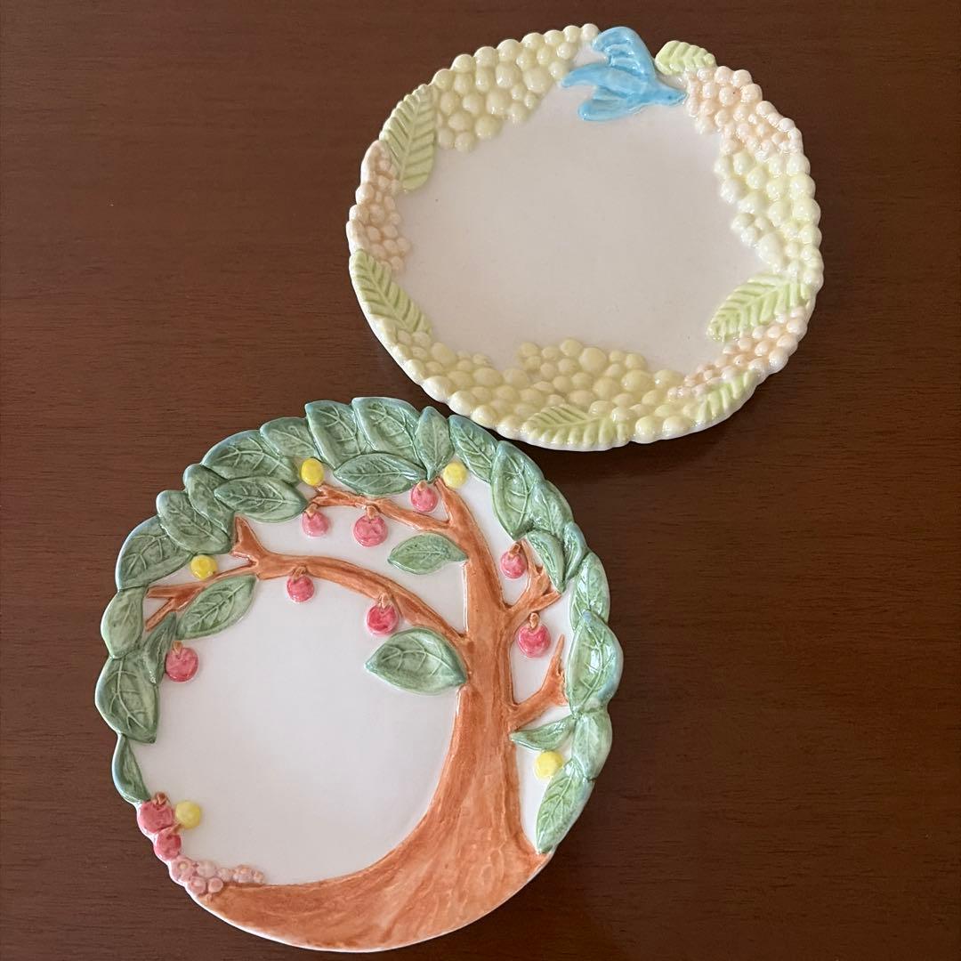 つちのわ　食器　皿　プレート　ミモザ　りんごの木　 石黒美佐緒　中サイズ