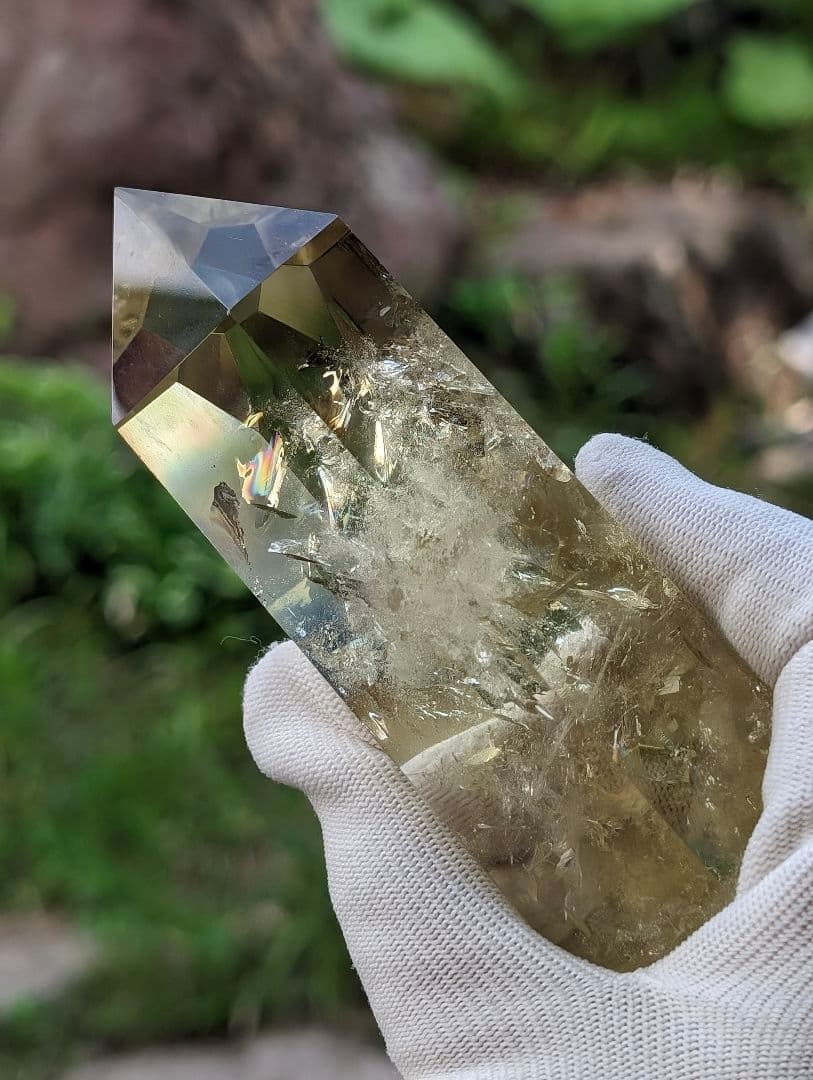 299g 虹　シトリン ポイント クラスター Point 柱 ポイントgi5