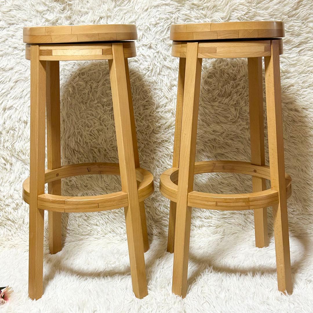 【廃盤品】QUON クオン 回転式 カウンターチェア セロ ブナ材 740 2脚