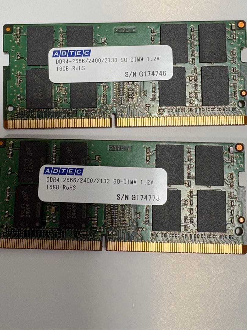 16gbメモリ2枚32gb ddr4 adtec