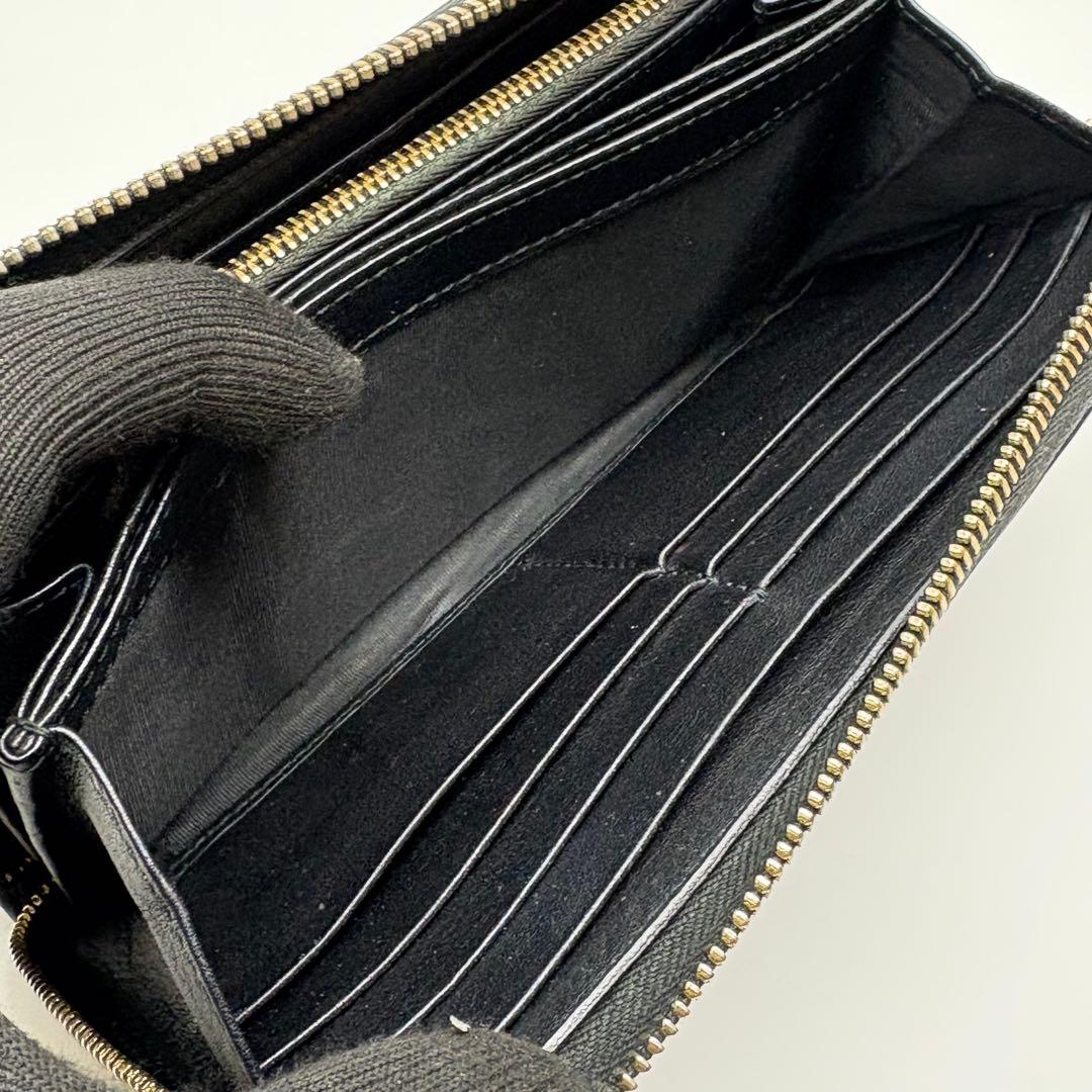 GUCCI グッチ　長財布　ラウンドファスナー　シマ