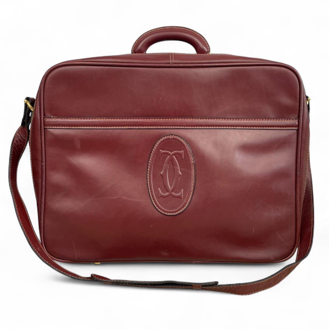 カルティエ マストライン レザー 2way トランクケース バッグ ボルドー