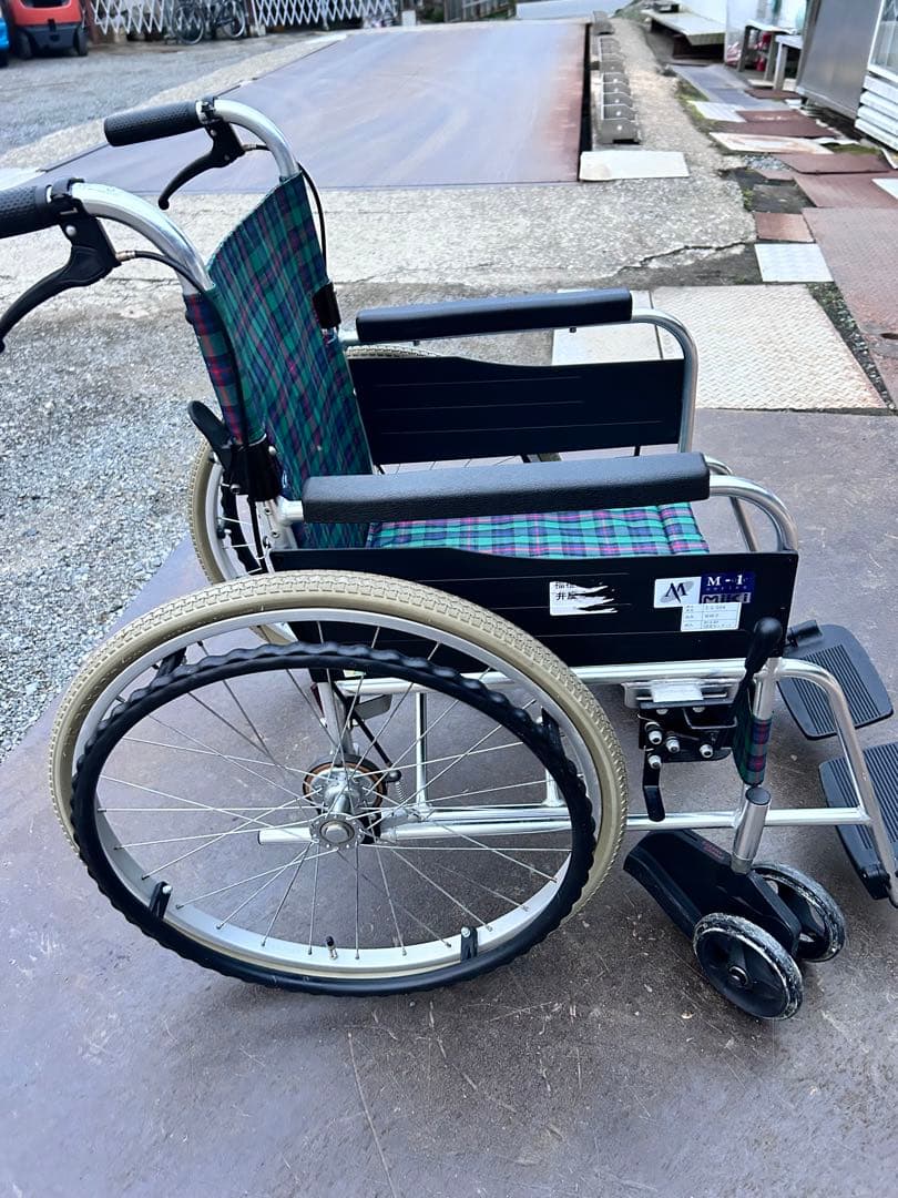 ミキ MiKi 介助型車椅子 折りたたみ MPCN-46JDグリーンチェック柄