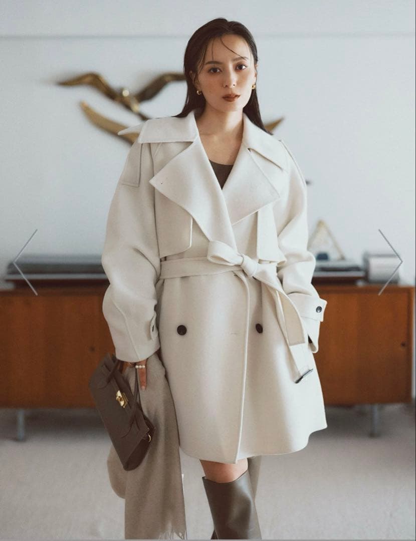 リバーウールミドルトレンチコート　anuans