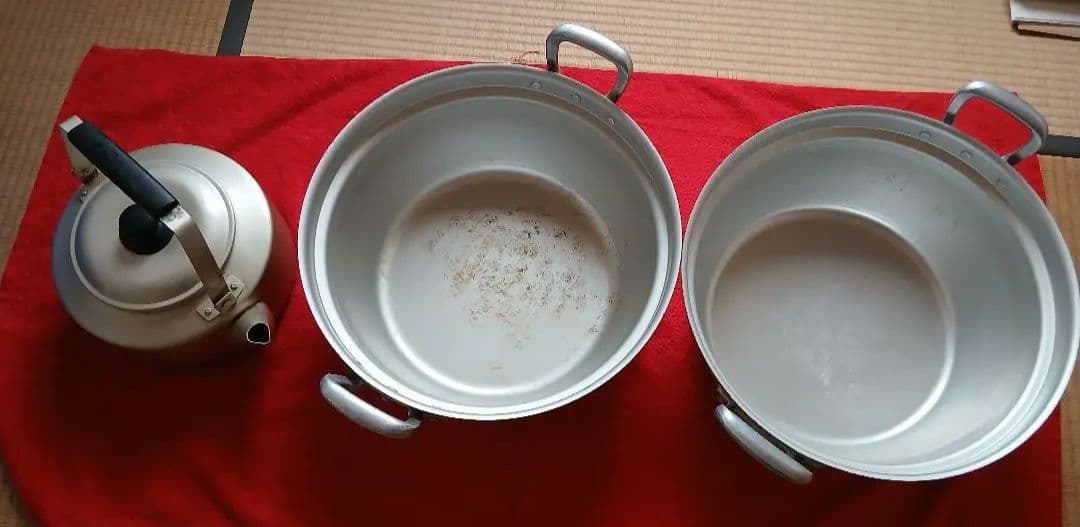 業務用アルミ鍋 両手鍋 2個セット　中古　39センチ　おまけでやかん