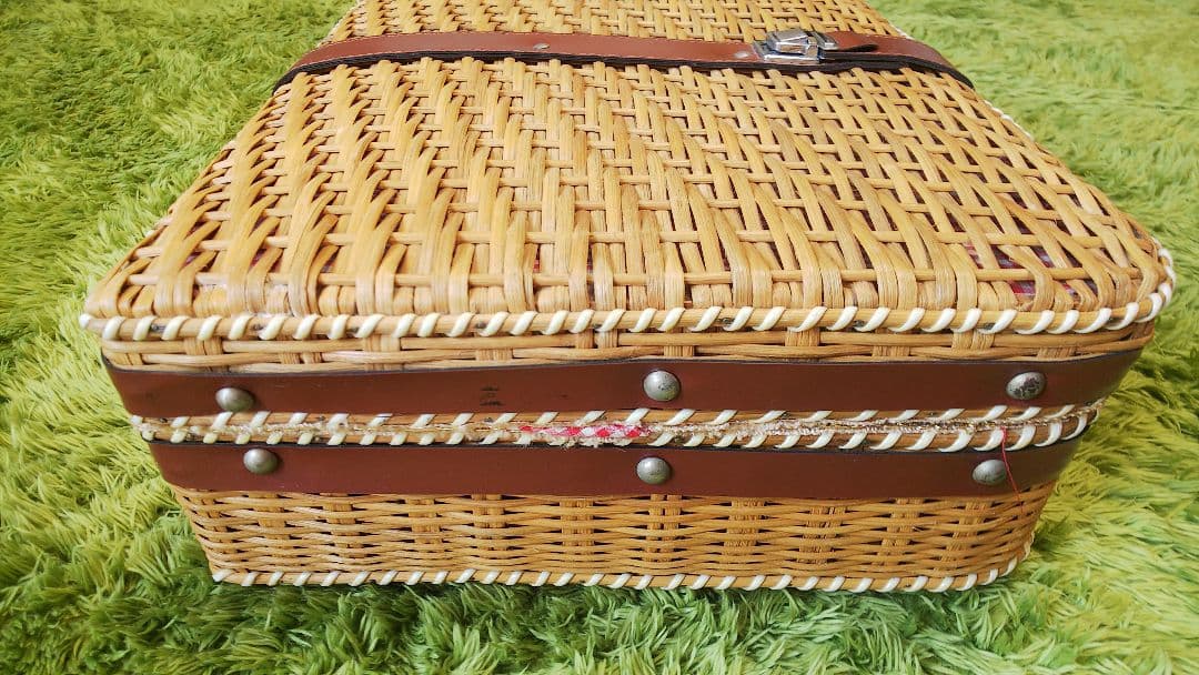 ヴィンテージ　希少 トランクケース バスケット トランク かご編み レトロ