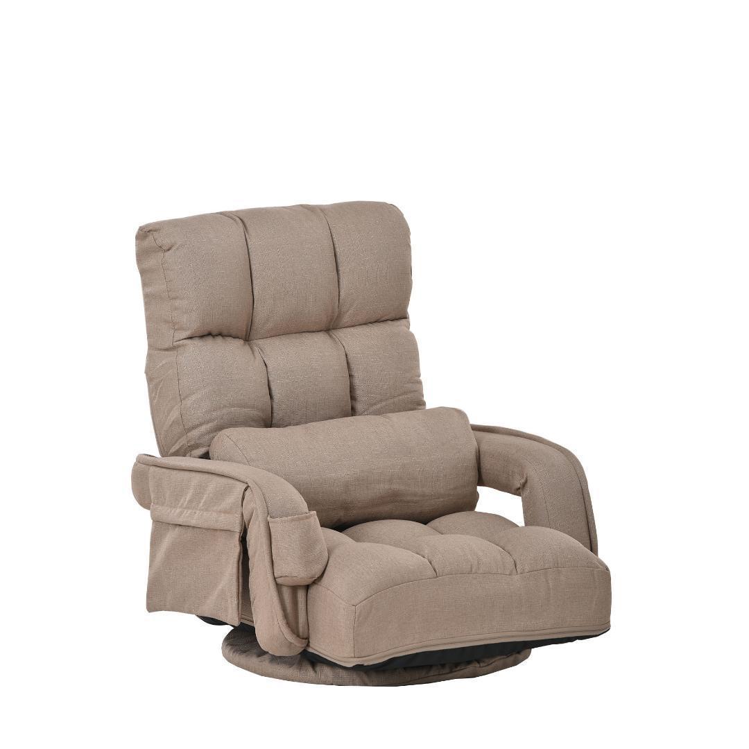 回転式座椅子肘掛けハイバック座いすリクライニング1人掛けソファー【コーヒー】