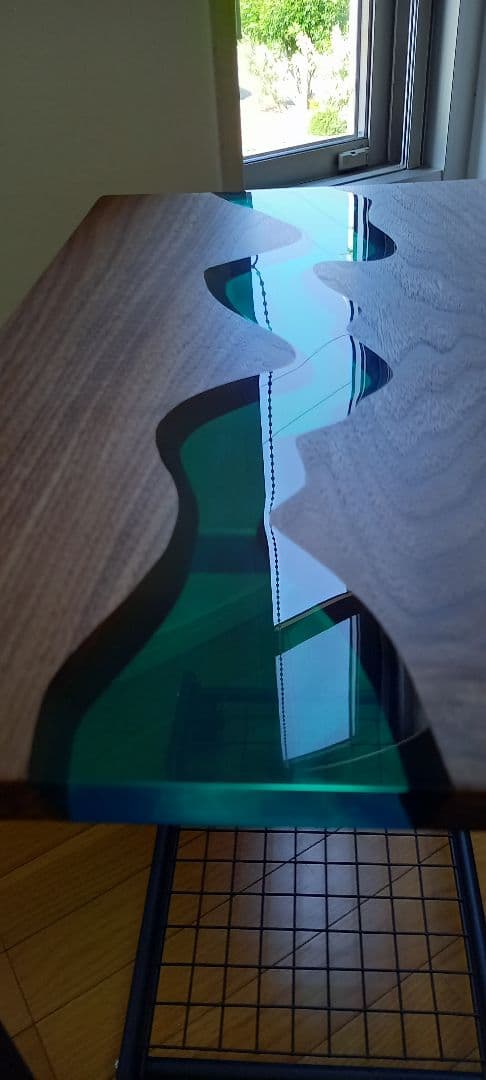 リバーテーブル　レジンテーブル　サイドテーブル　キッチンワゴン　キャスター付き