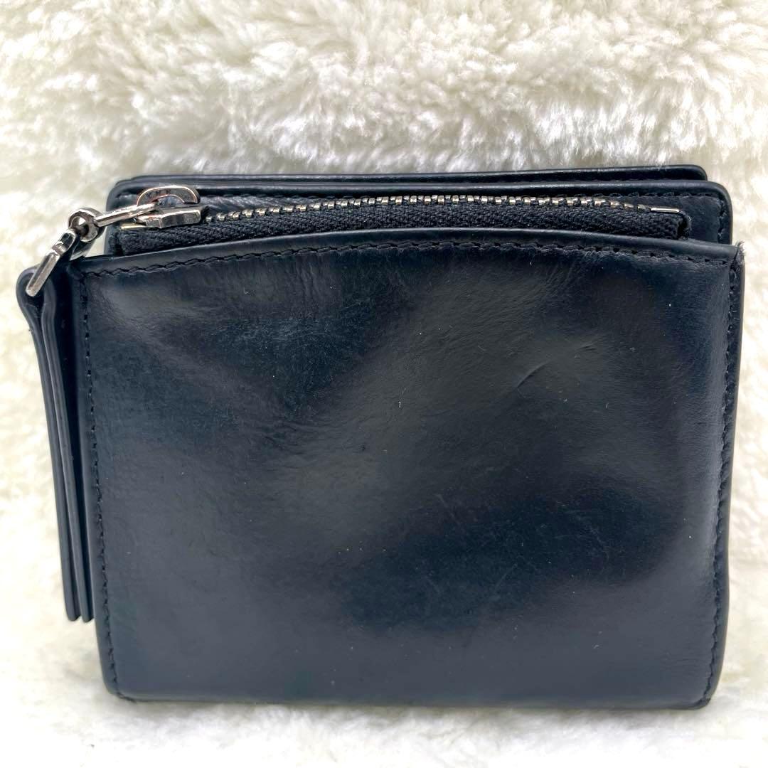 メゾンマルジェラ 2つ折り 財布　4ステッチ フリップフラップ レザー ブラック