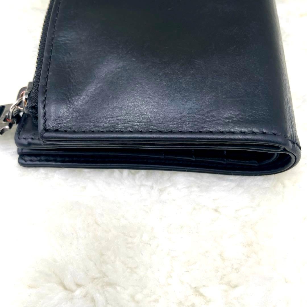 メゾンマルジェラ 2つ折り 財布　4ステッチ フリップフラップ レザー ブラック
