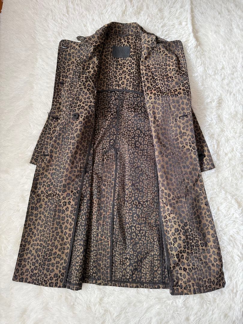フェンディ トレンチコート　ロング　レオパード　タグつき