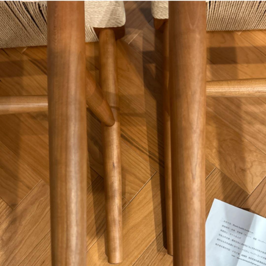 ドモク堂　朝倉スツール×2脚　チェリー材　ペーパーコード　美品　BEAMS購入