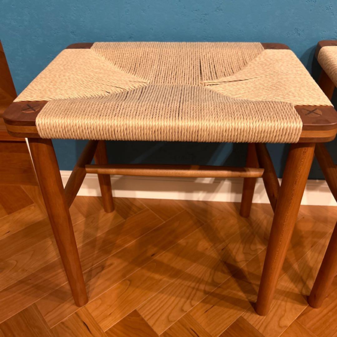 ドモク堂　朝倉スツール×2脚　チェリー材　ペーパーコード　美品　BEAMS購入