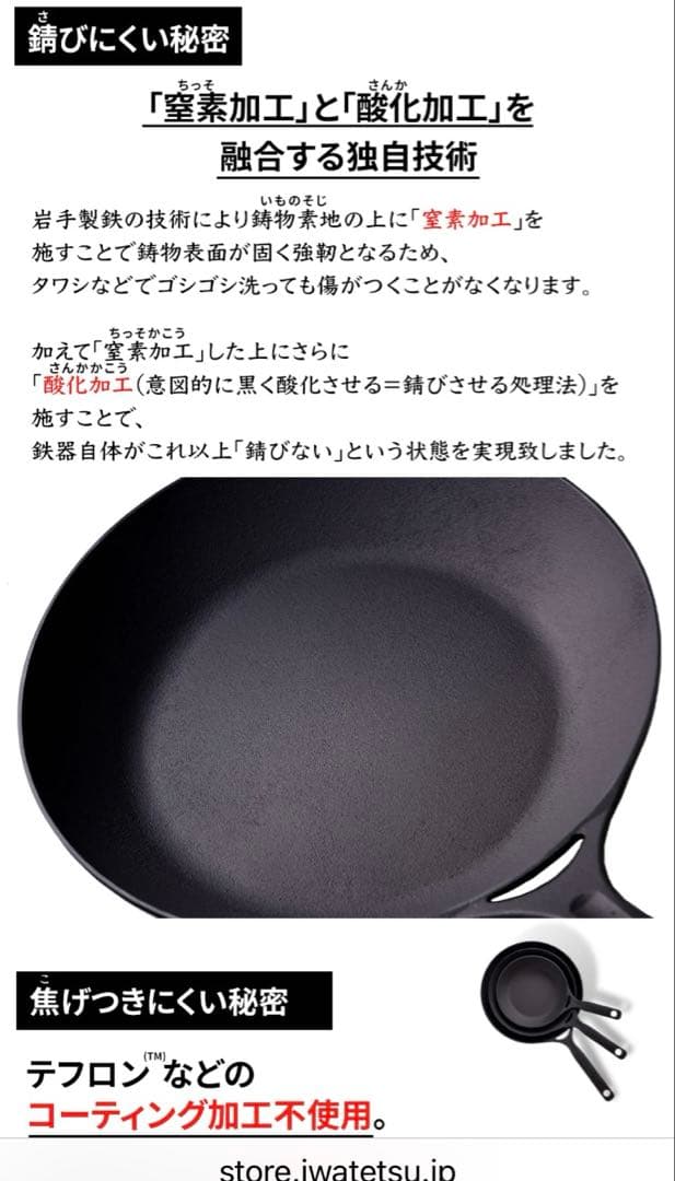 岩鉄鉄器　フライパン　26cm 新品　外箱付