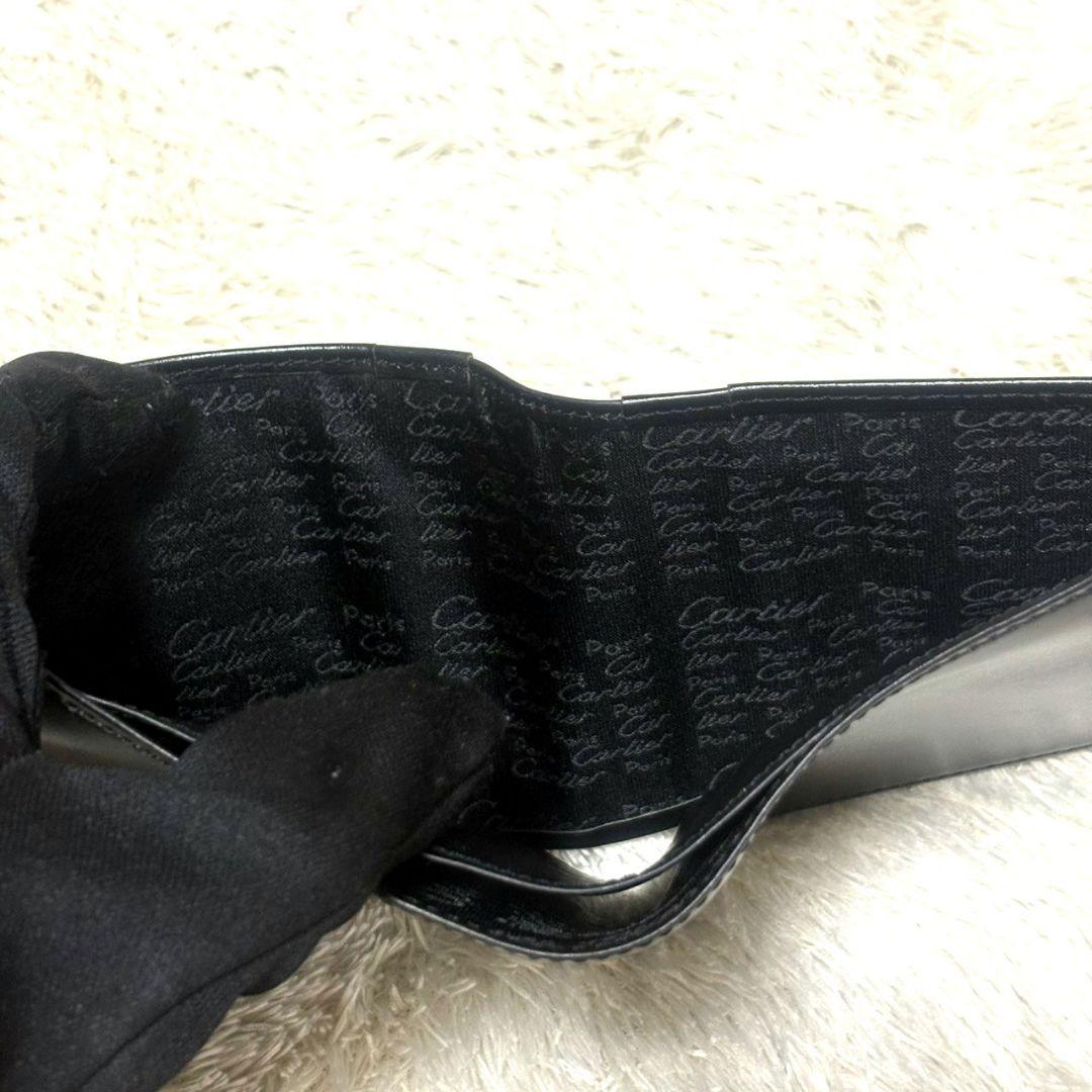 美品 Cartier カルティエ パシャ レザー コンパクト財布 ブラック 黒