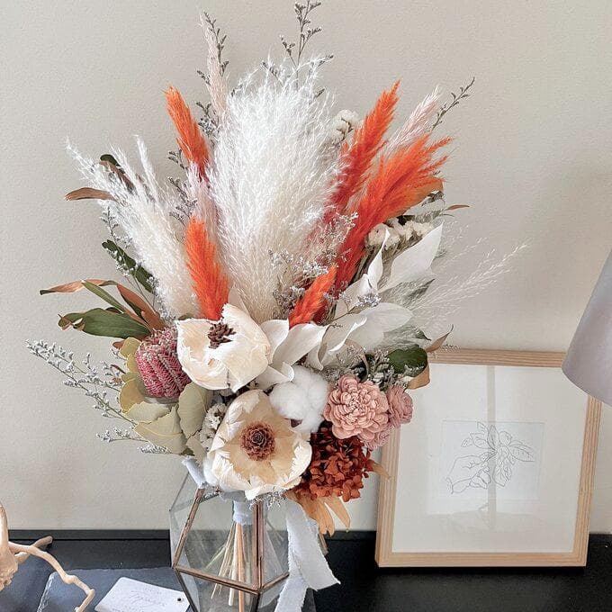 長さ約60cm・サンセットオレンジのボリュームスワッグ（ブーケ）