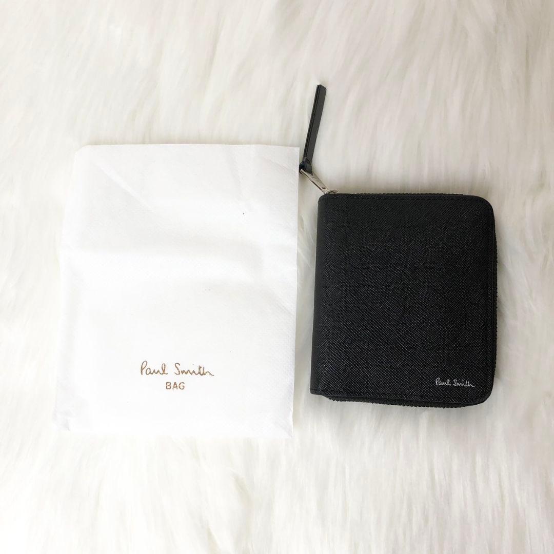 【極美品】ポールスミス 二つ折り財布 折り財布 ラウンドファスナー ブラック