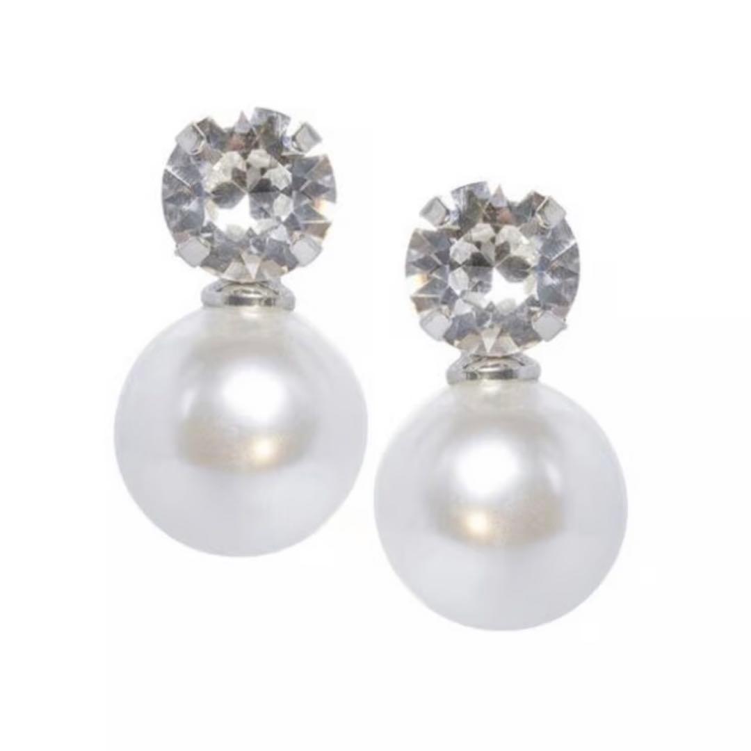 Elizabeth Bower Duet Studピアス パール クリスタル