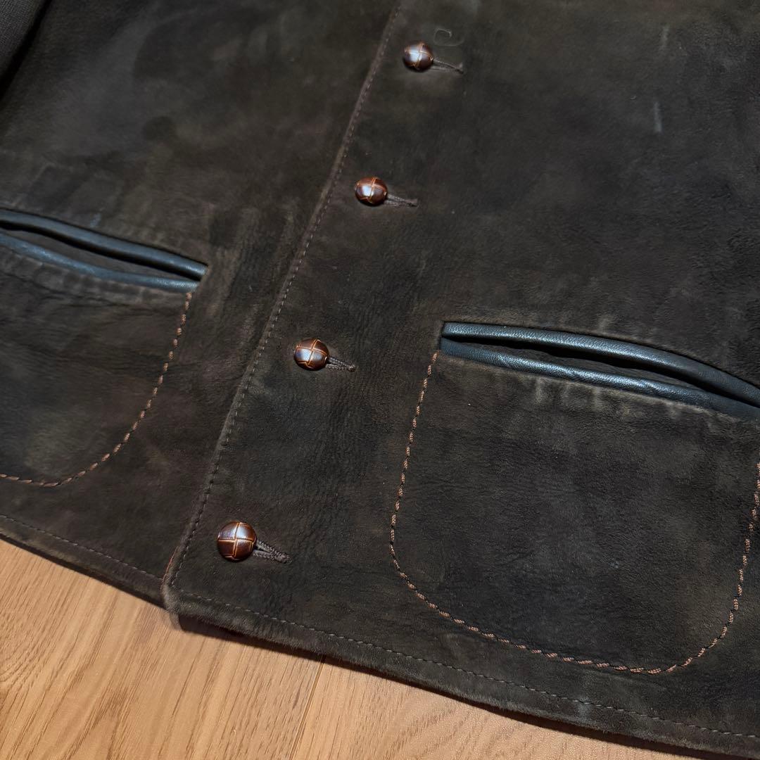 レザー切り替え◎ 60s SEARS イングランド製 カーディガン ビンテージ