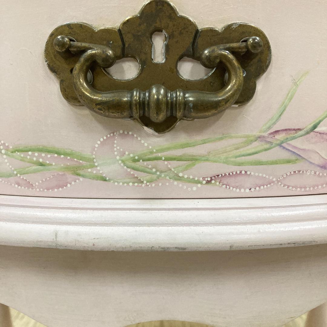 猫脚　３段チェスト　サイドチェスト　花柄