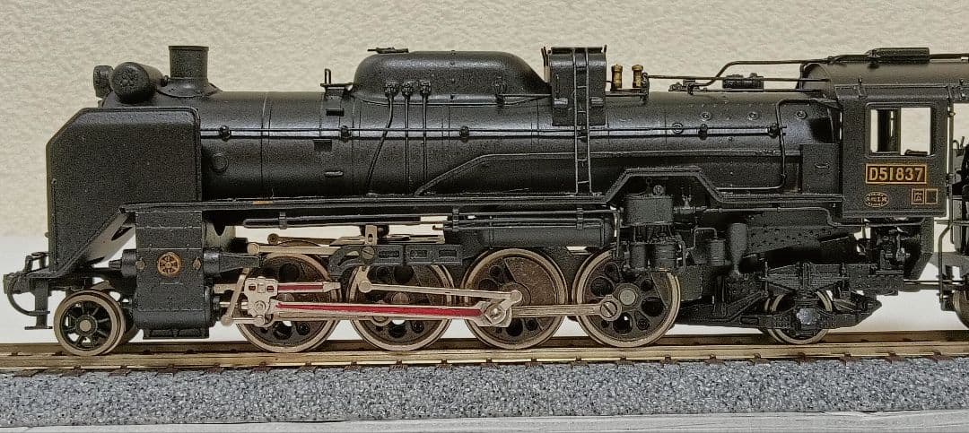 HOゲージ アダチ Ｄ51蒸気機関車、改造あり、モーター交換、メンテナンス済