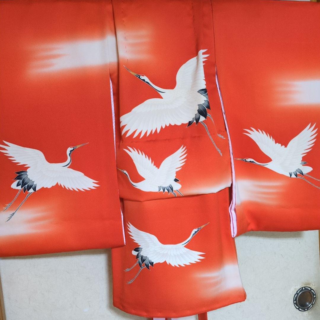 七五三３歳着物と正絹縮緬手縫いの被布(中綿無し）長襦袢付き