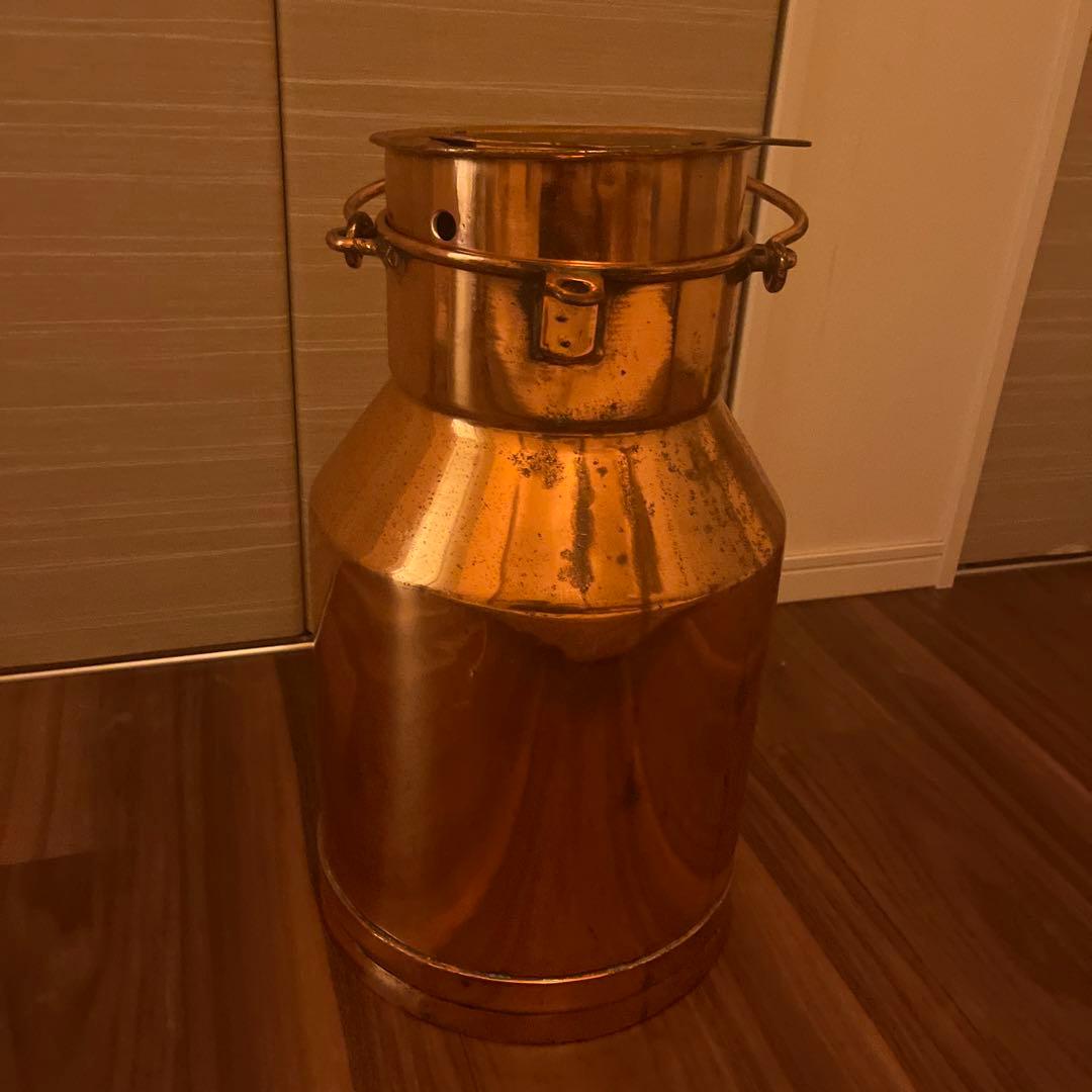 イギリス　アンティーク　ミルク缶　鉄メッキ銅コーティング