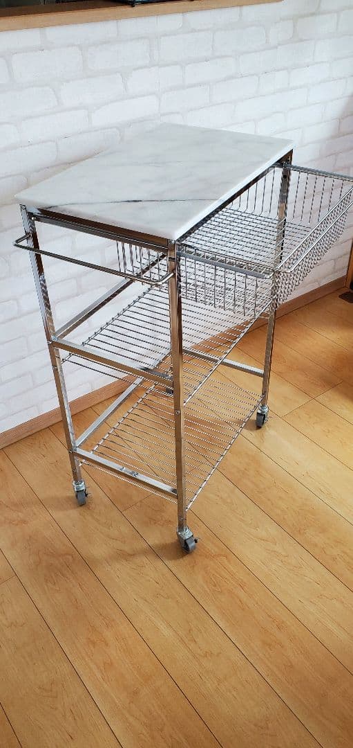 マーブルトップトローリーL 天然大理石 キッチンワゴン