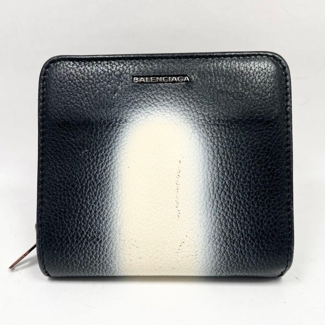 【希少】バレンシアガ　折り財布　スプレーペイントデザイン　黒　白　レア