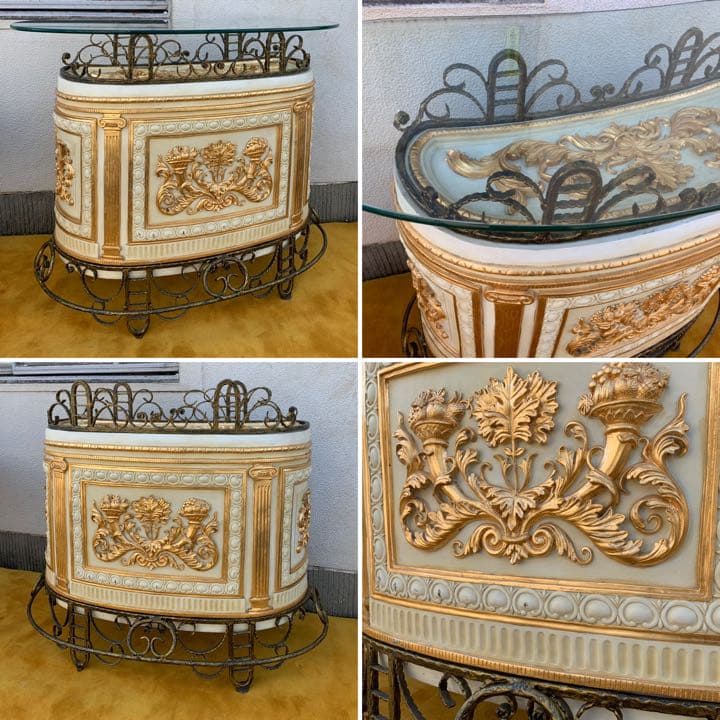 希少　イタリア　ロココ調　レジカウンター　飾り棚　テーブル　カウンターバー　店舗