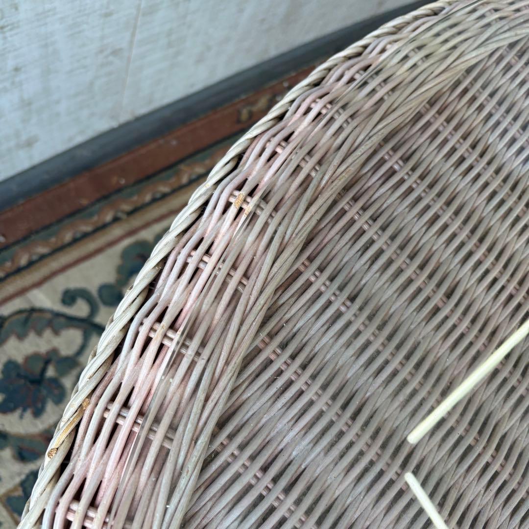 昭和レトロ ヴィンテージ ラタンラウンドテーブル ダイニングテーブル 籐家具