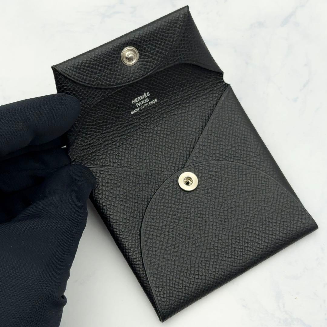 【新品級】HERMES エルメス バスティア エプソン 黒 ケース □K刻
