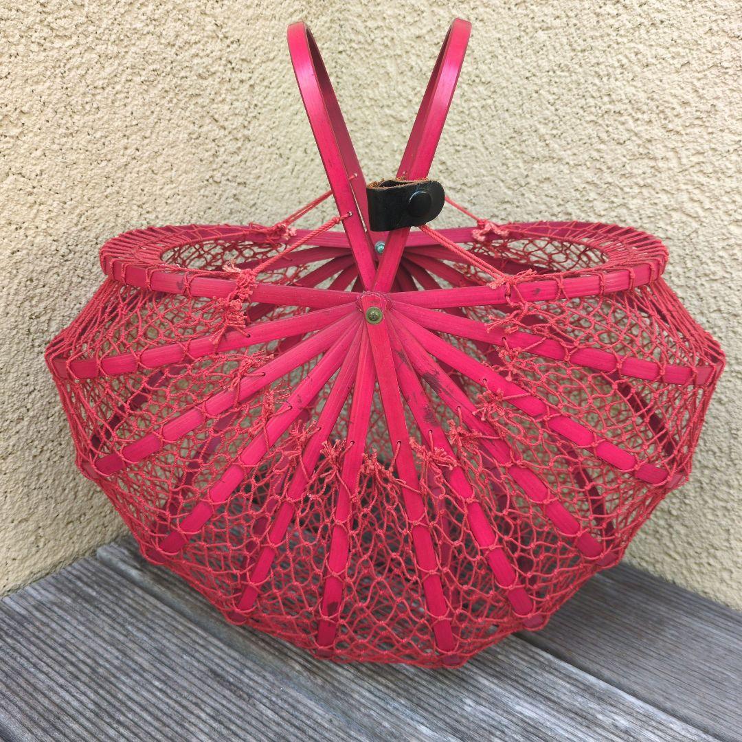 昭和レトロかご　折りたたみ式　ヴィンテージかご