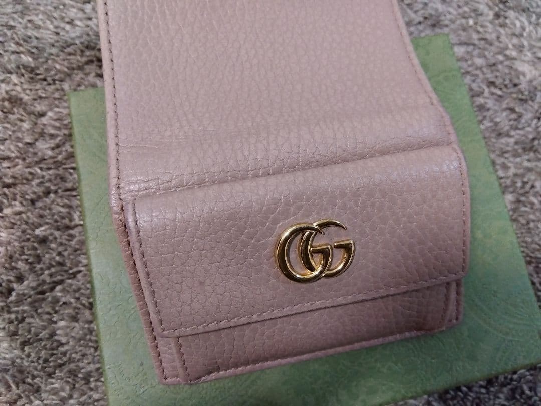 GUCCI ミ二財布 レザー 三つ折り財布 GGマーモント