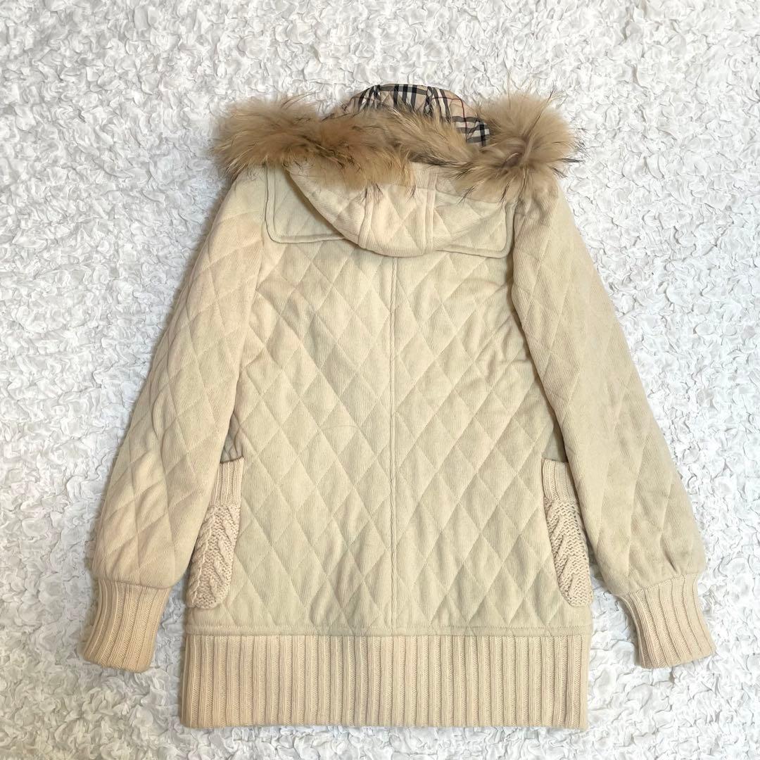 BURBERRYバーバリーダッフルコート ノバチェック フォックスファー