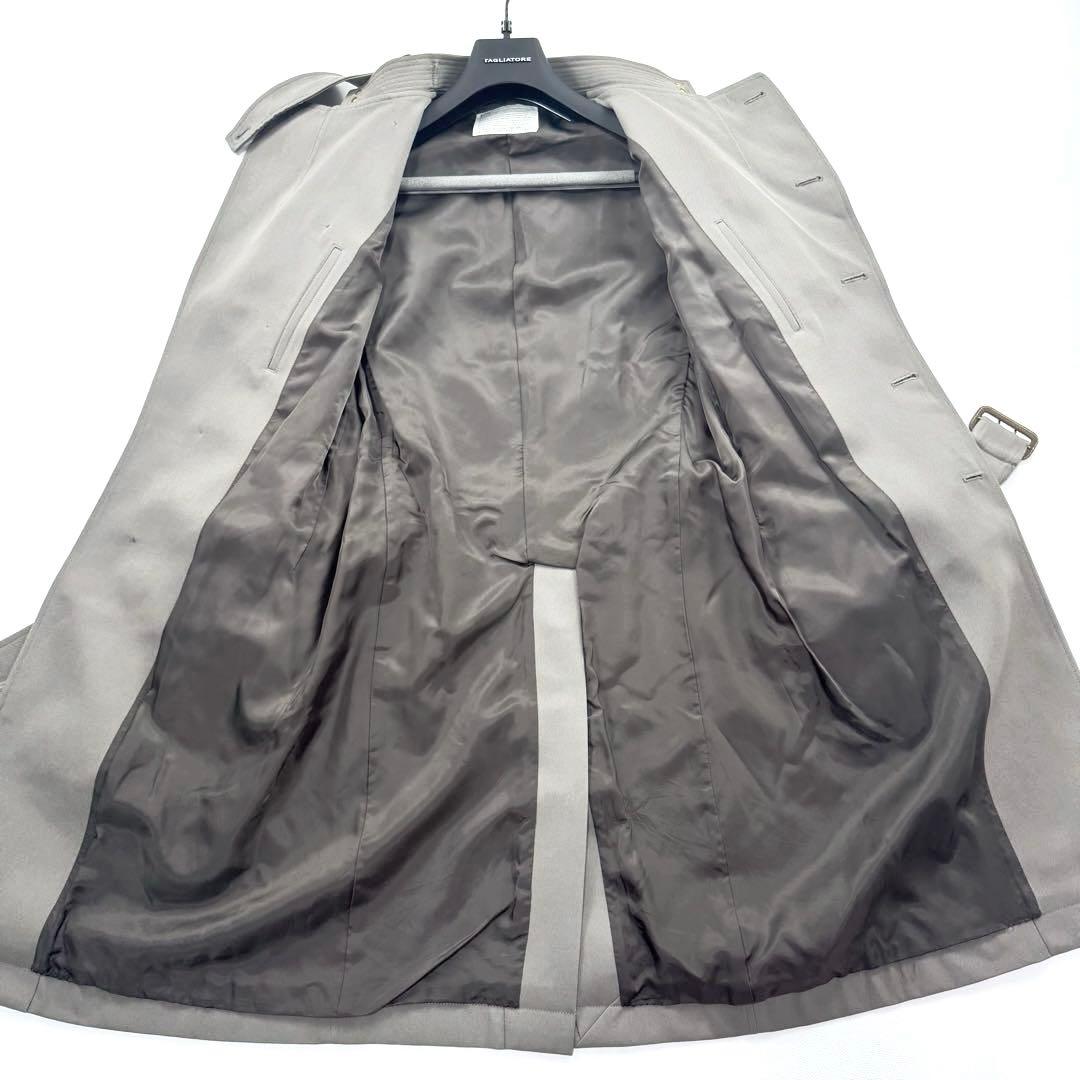 カラー スタンドカラー トレンチコート ウール ベルト ガンフラップ レザー